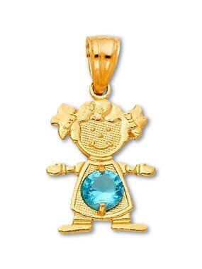 14k Solid Gold December Birthstone Girl Charm By Tehrani Jewelry